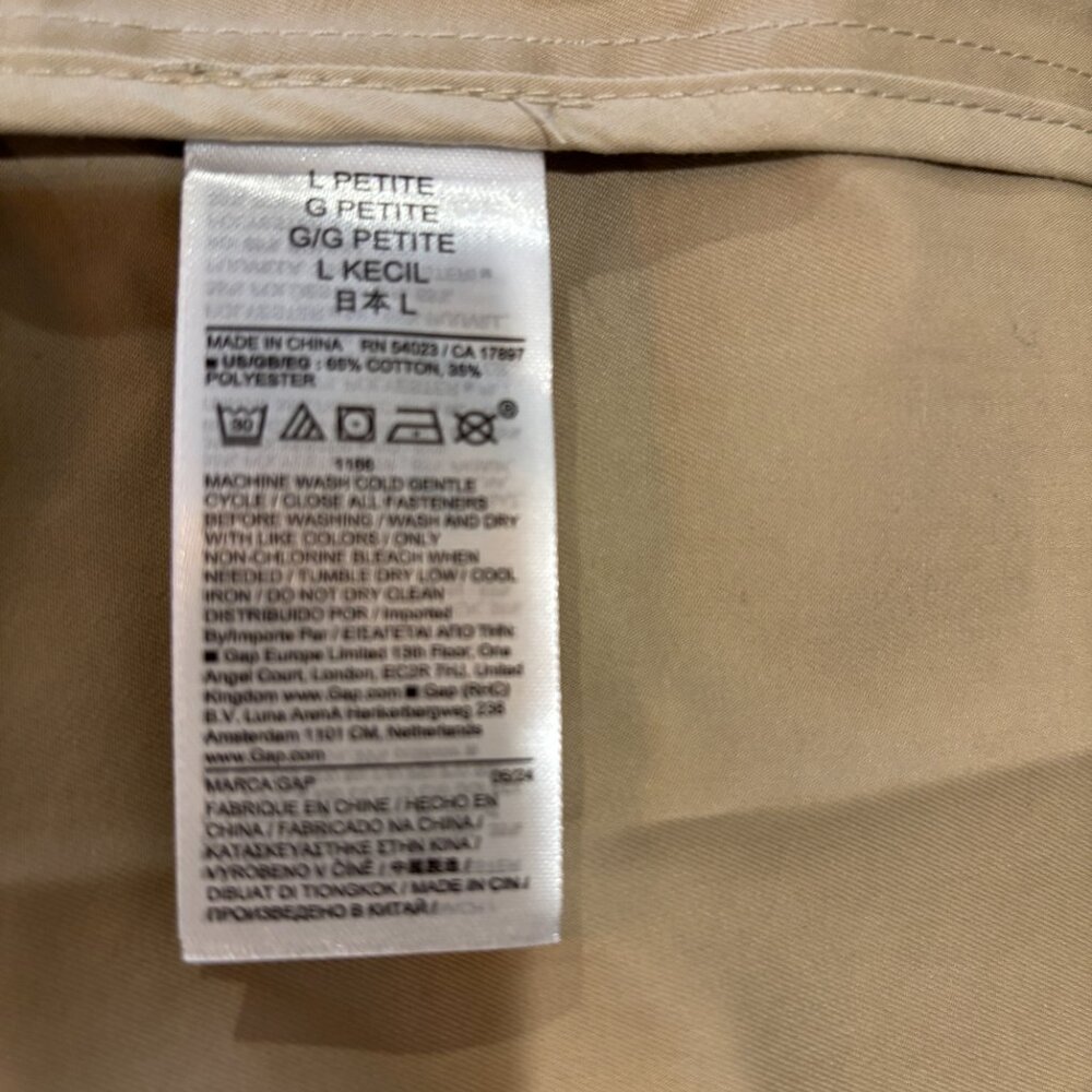GAP Classic Trench Coat Petite Large NWT | Khaki Belted Long Coat - Picture 5 of 7